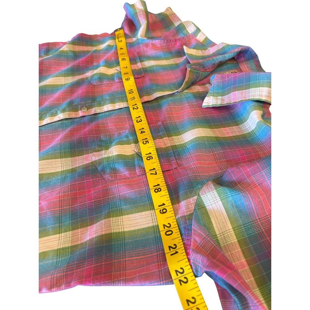 Wrangler Kids Plaid Western Snap Shirt Short Sleeve Size L - Picture 3 of 8
